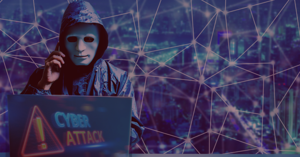Hacker usando uma máscara branca,